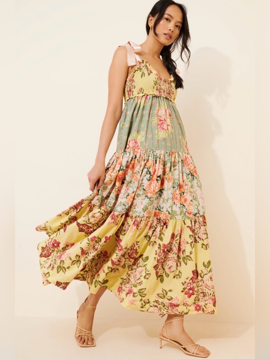 Free People Dresses & Skirts - Free People Womens Bluebell Antique Combo Cotton Maxi Dress, Smocked Med